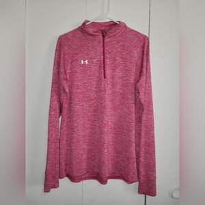Under Armour Heathered Pink Quarter-Zip Performance Pullover